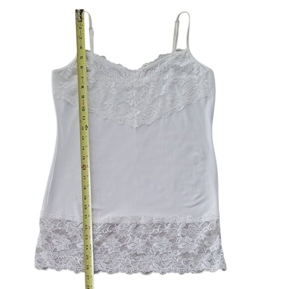 Y2K Whimsical 90s Ivory Floral Lace Coquette Dainty Long Camisole Size L - Picture 5 of 8